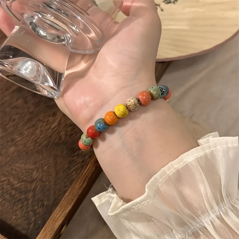 Bohemian Ceramic Beaded Y Necklace and Bracelet Set